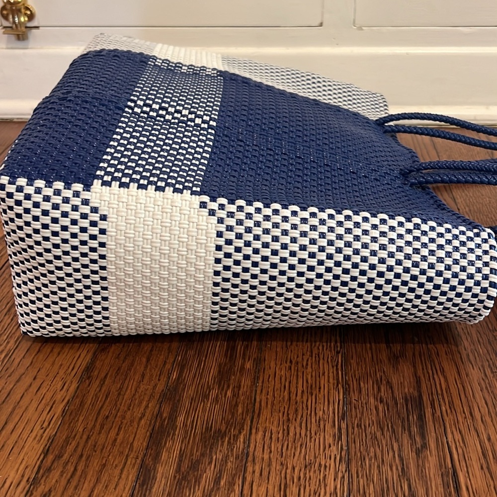 Frances Valentine Buena Tote Plaid Navy - Picture 6 of 9